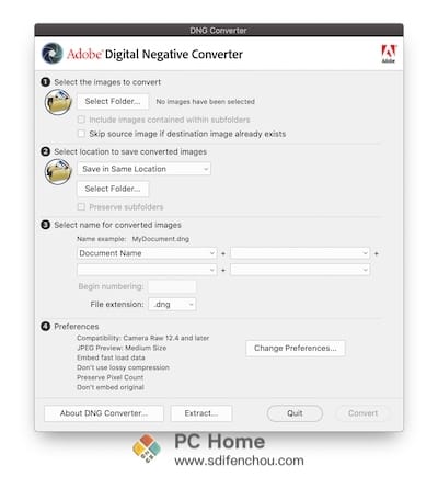 Adobe DNG Converter 主界面